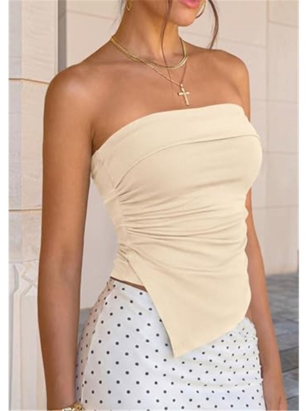 Women's Going Out Tube Top Strapless Fitted Bandeau Top Trendy Summer Shirt - Picture 3 of 6